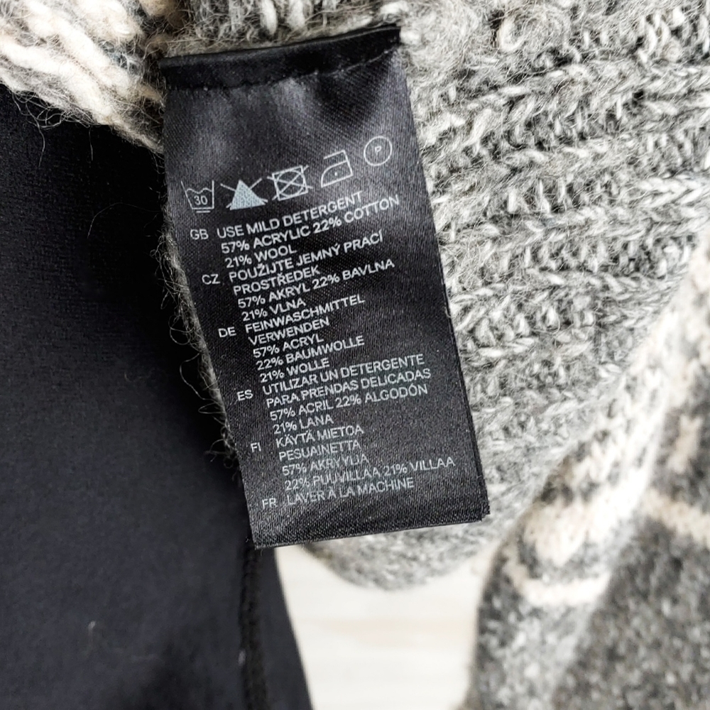 H&M Wool Mix Womens Crop Knit Gray/White Turtleneck - Picture 5 of 6